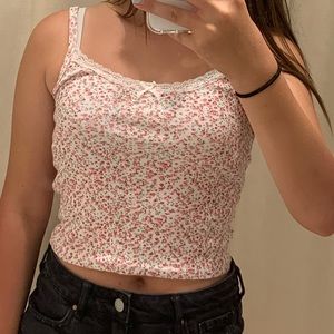 2019 Red floral tank top from Brandy Melville. Not sold anymore.